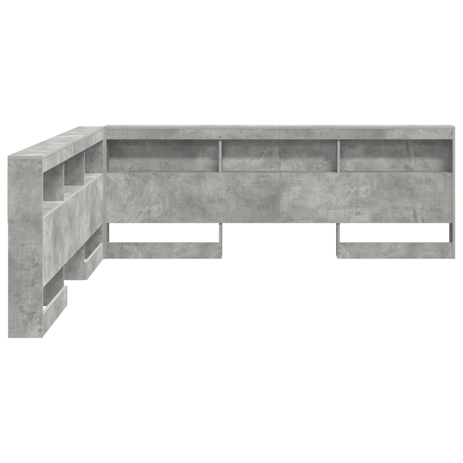 Aufbewahrungskopfteil mit Regal Beton Grau 180 cm Holzwerkstoff