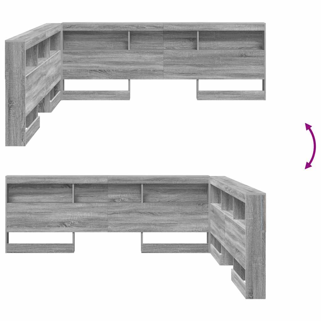 Aufbewahrungskopfteil Graues Sonoma 180 cm Holzwerkstoff