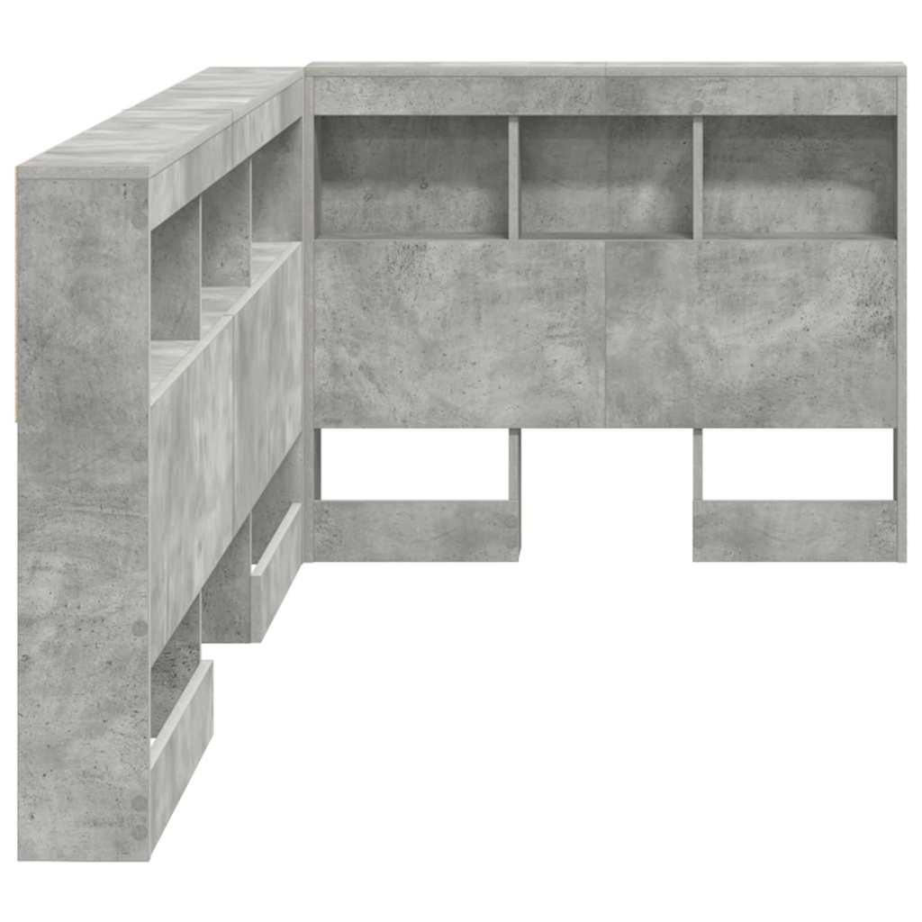 Aufbewahrungskopfteil mit Regal Beton Grau 90 cm Holzwerkstoff