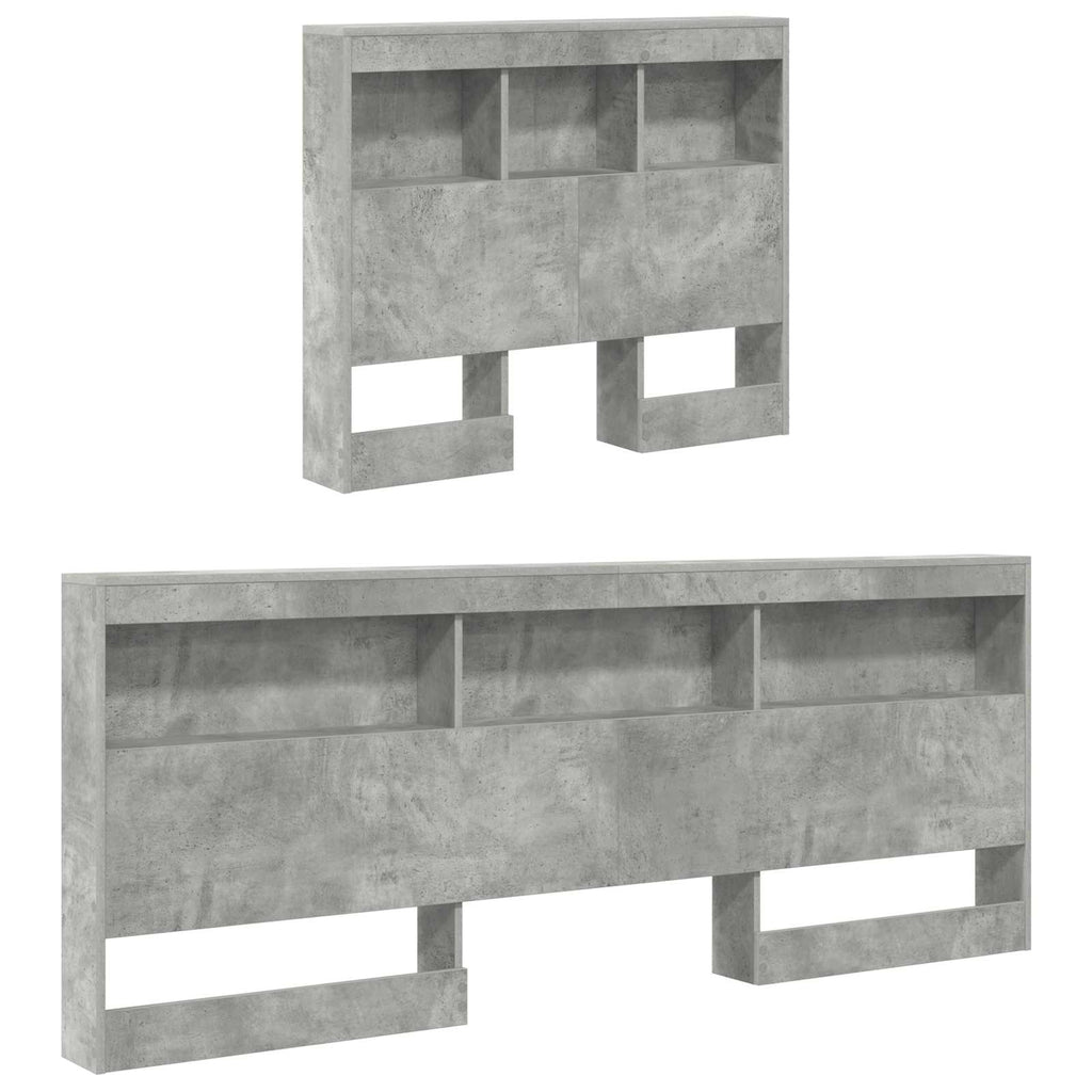 Aufbewahrungskopfteil mit Regal Beton Grau 75 cm Holzwerkstoff