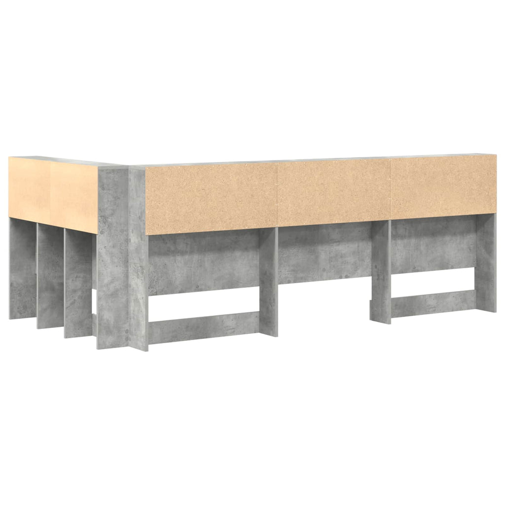 Aufbewahrungskopfteil mit Regal Beton Grau 75 cm Holzwerkstoff