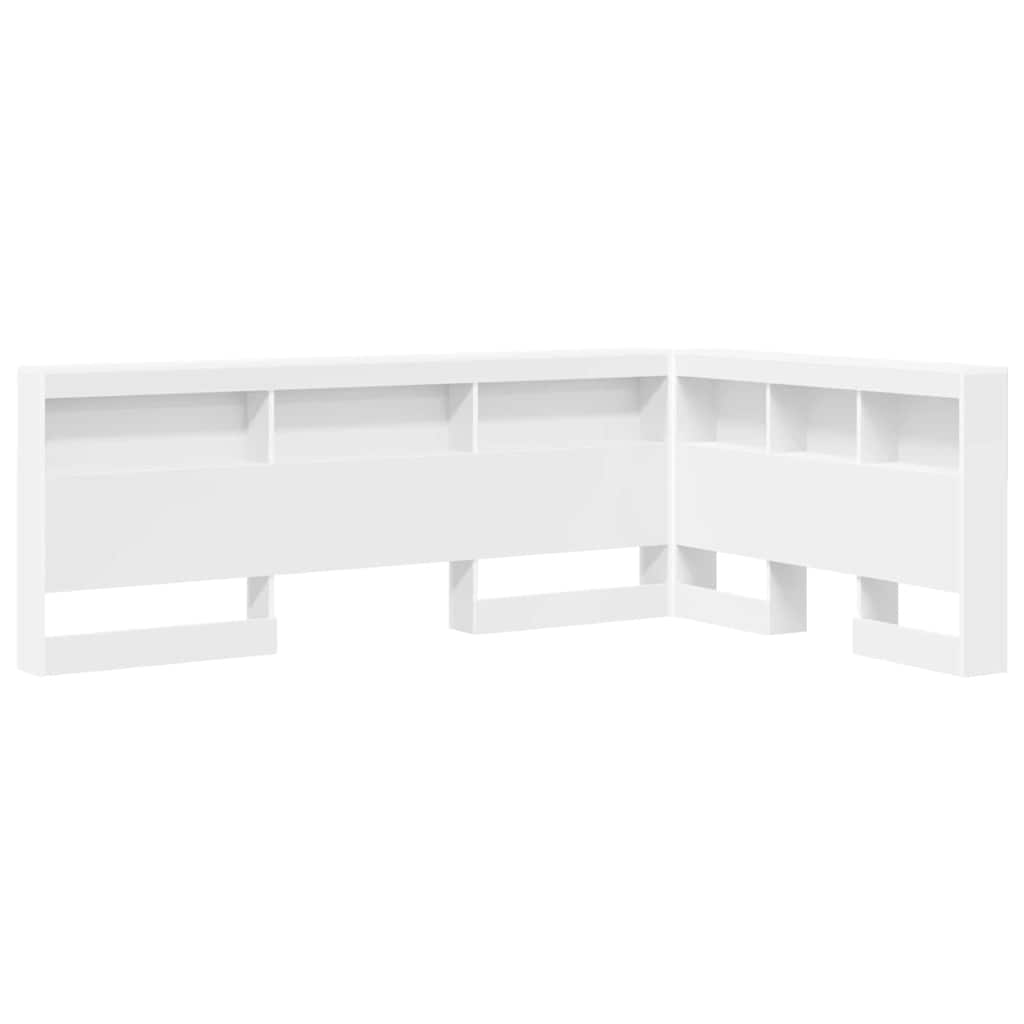 Aufbewahrungskopfteil mit Regal Weiß 207,5 x 137,5 x 76,5 cm