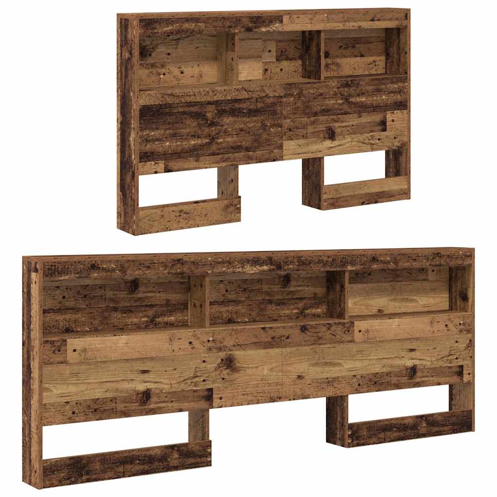Aufbewahrungskopfteil mit Regal Altholz 207,5 x 137,5 x 76,5 cm