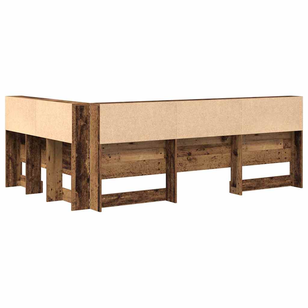Aufbewahrungskopfteil mit Regal Altholz 207,5 x 137,5 x 76,5 cm