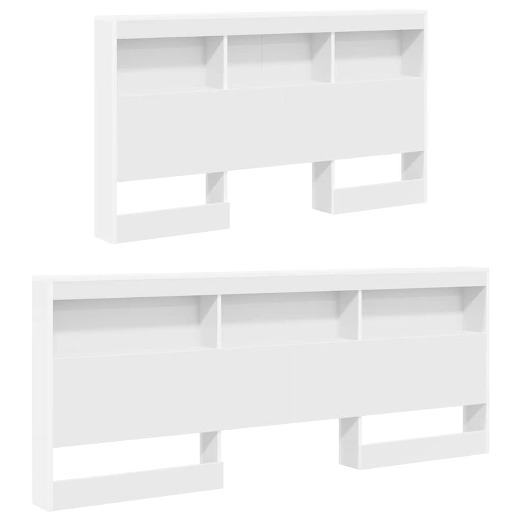 Aufbewahrungskopfteil mit Regal Weiß 140 cm Holzwerkstoff