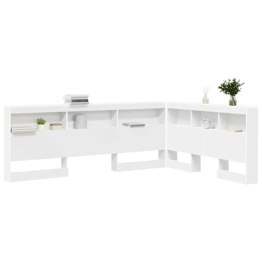 Aufbewahrungskopfteil mit Regal Weiß 140 cm Holzwerkstoff
