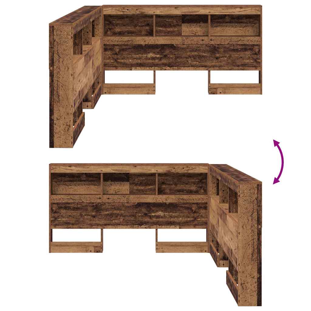 Aufbewahrungskopfteil mit Regal Altholz 140 cm Holzwerkstoff