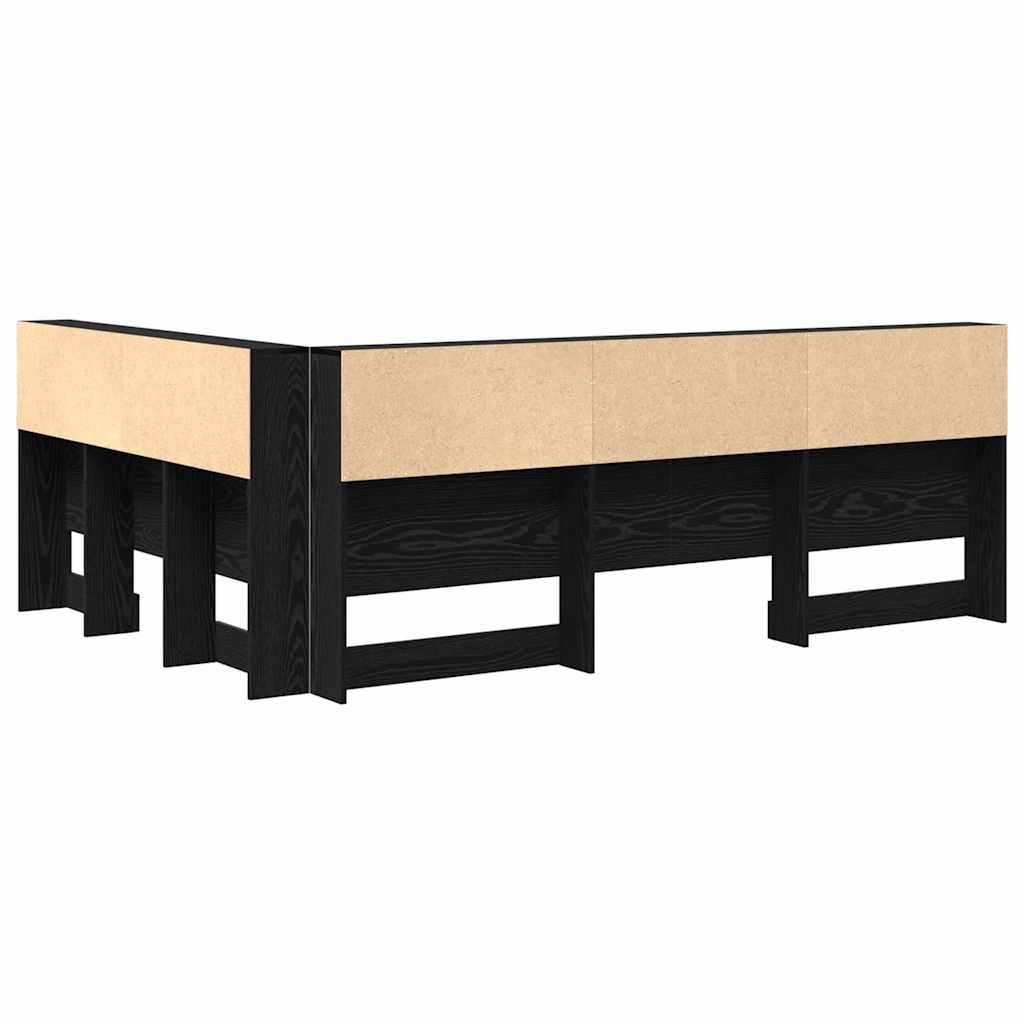Aufbewahrungskopfteil Schwarz Eichen-Optik 135 cm Holzwerkstoff