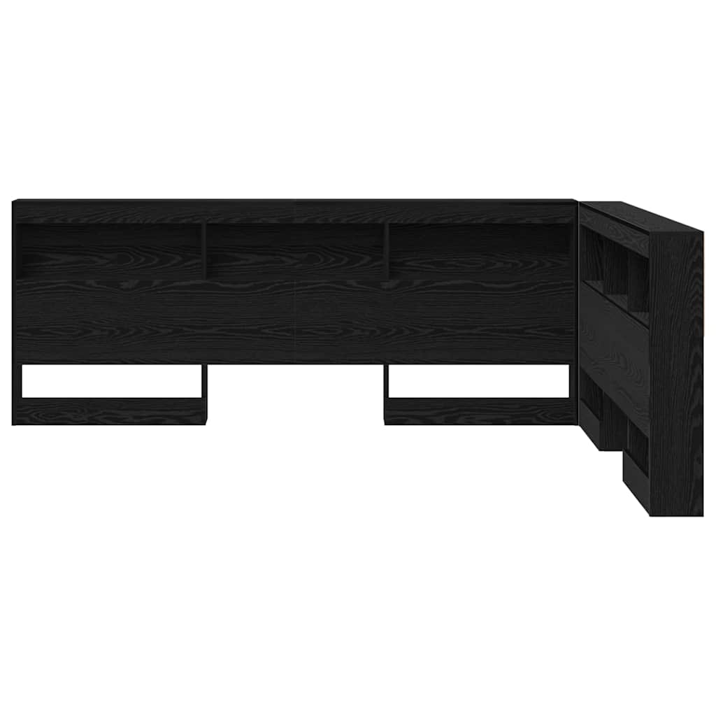 Aufbewahrungskopfteil Schwarz Eichen-Optik 135 cm Holzwerkstoff