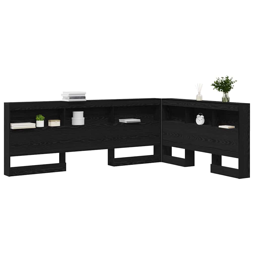 Aufbewahrungskopfteil Schwarz Eichen-Optik 135 cm Holzwerkstoff