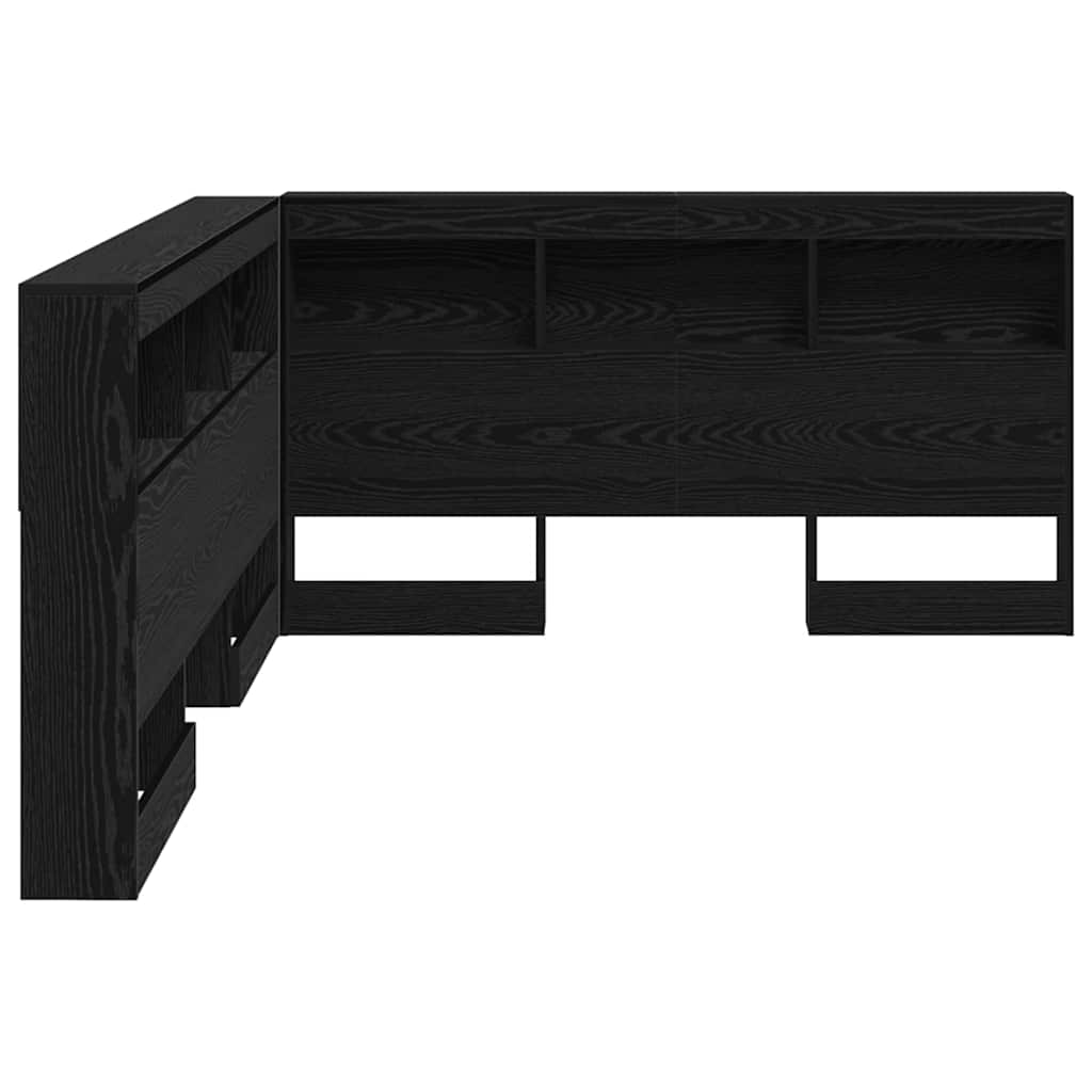 Aufbewahrungskopfteil Schwarz Eichen-Optik 135 cm Holzwerkstoff