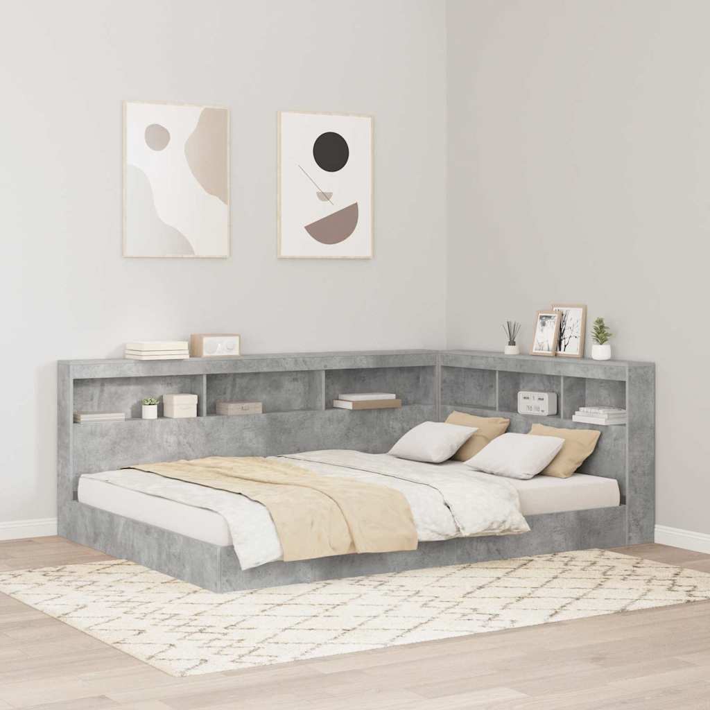 Aufbewahrungskopfteil mit Regal Beton Grau 135 cm Holzwerkstoff