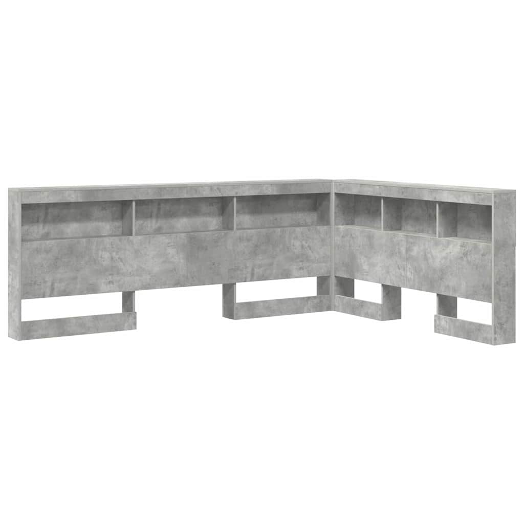 Aufbewahrungskopfteil mit Regal Beton Grau 135 cm Holzwerkstoff