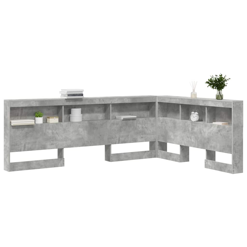 Aufbewahrungskopfteil mit Regal Beton Grau 135 cm Holzwerkstoff