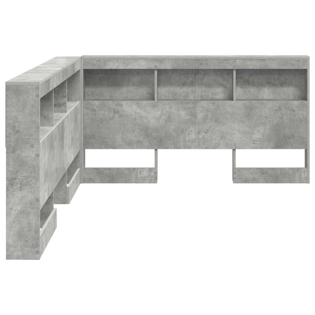 Aufbewahrungskopfteil mit Regal Beton Grau 135 cm Holzwerkstoff