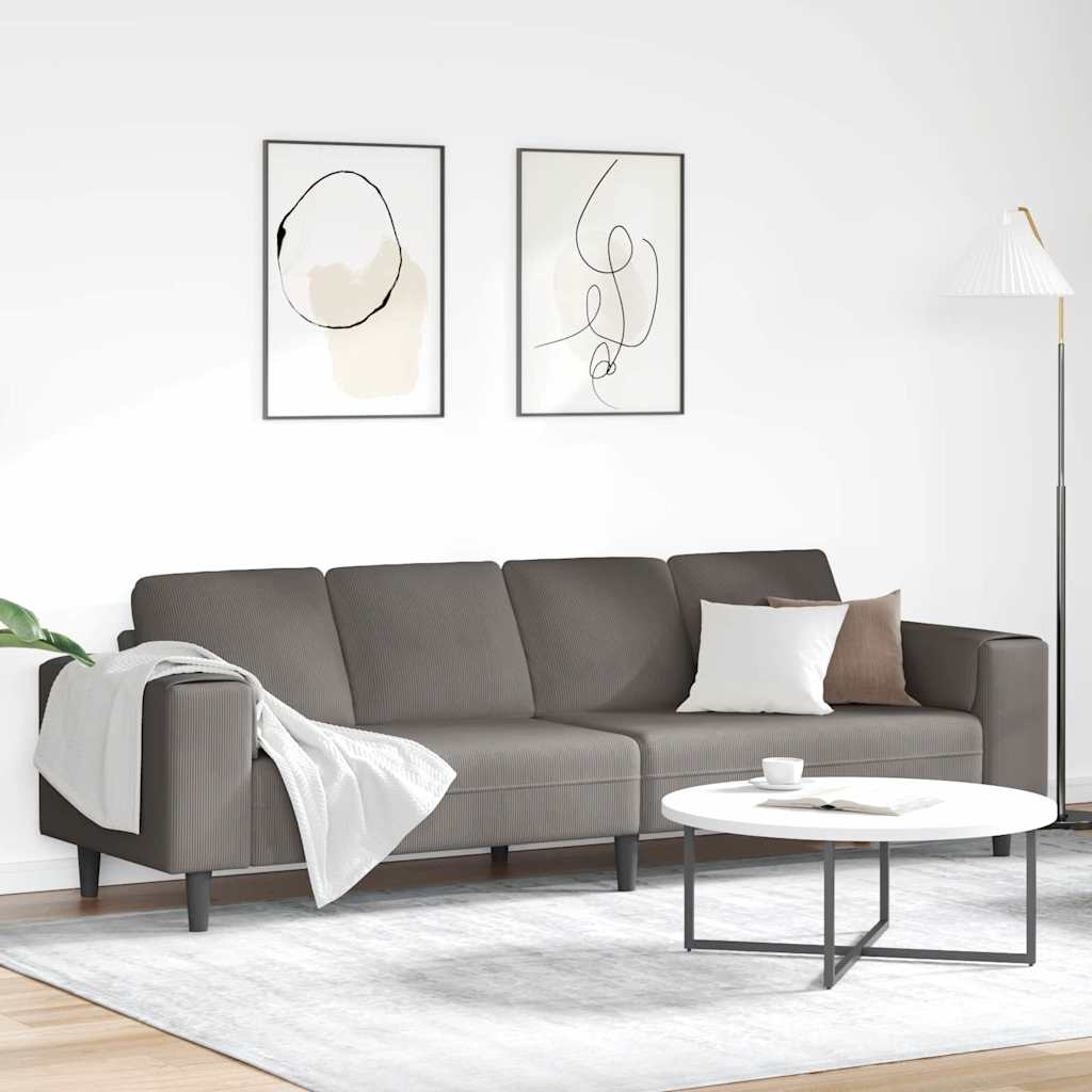 Sofa Hellgrau 250 x 77 x 76 cm Cordstoff