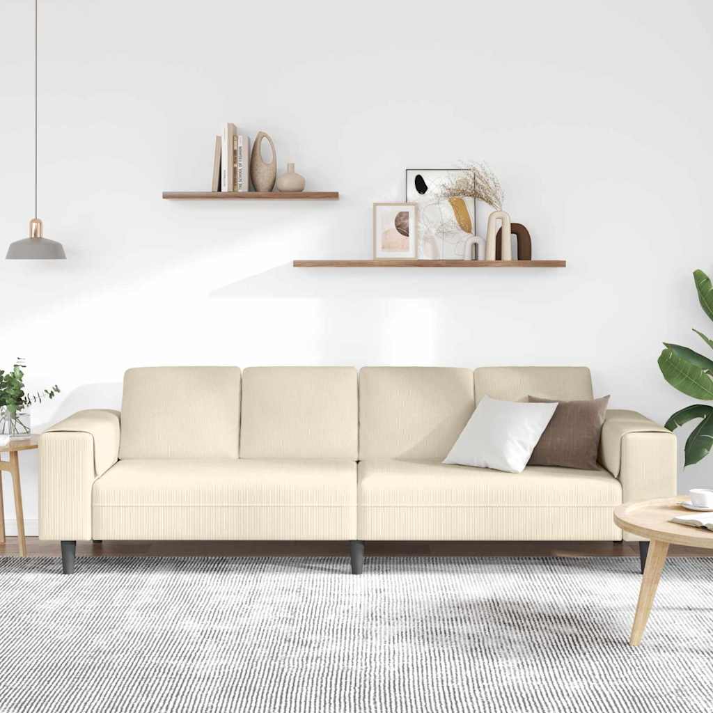 Sofa Creme 250 x 77 x 76 cm Cordstoff
