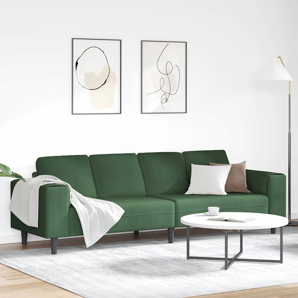 Sofa Dunkelgrün 250 x 77 x 76 cm Cordstoff