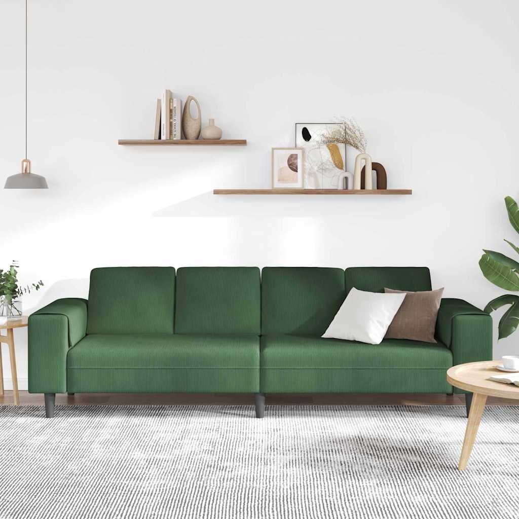 Sofa Dunkelgrün 250 x 77 x 76 cm Cordstoff