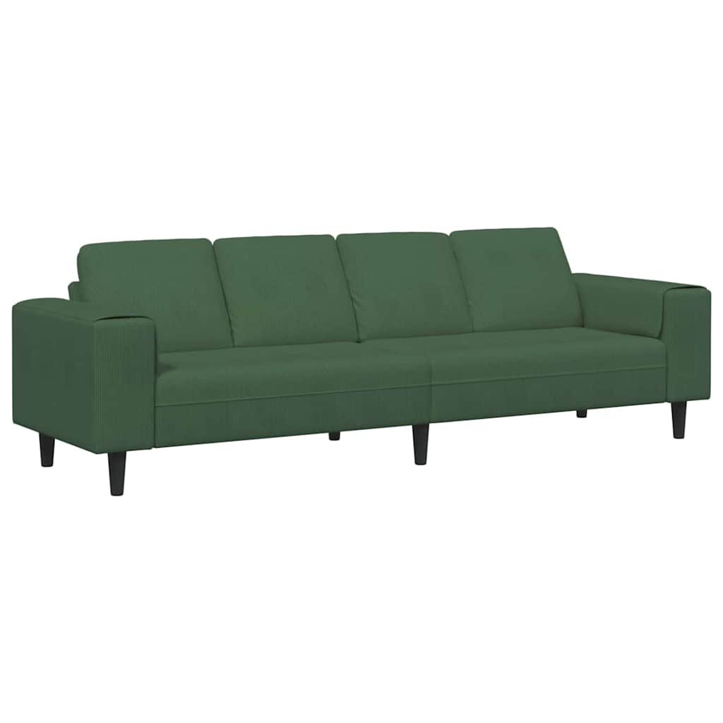Sofa Dunkelgrün 250 x 77 x 76 cm Cordstoff
