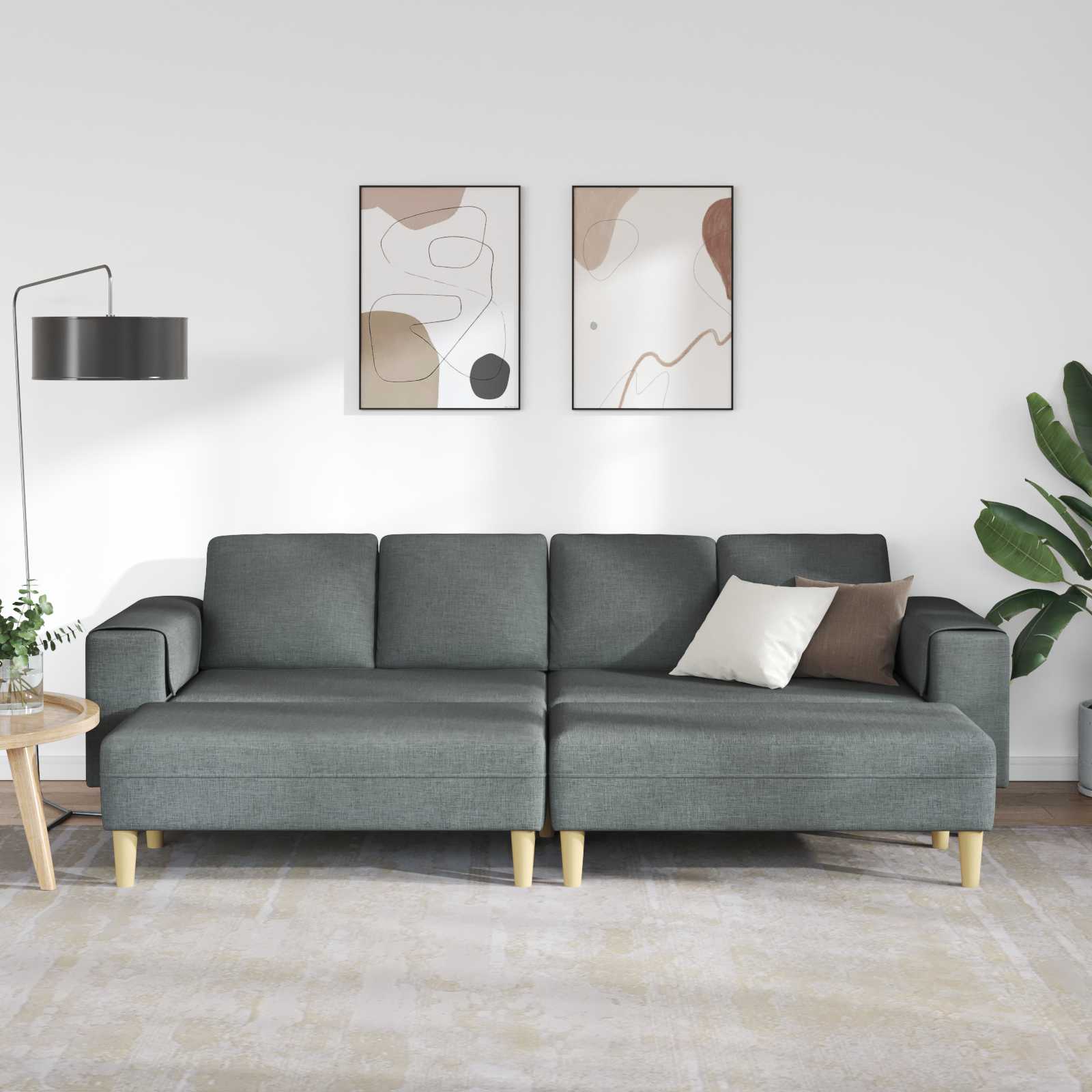 Wohnzimmer Couch 3 pcs Dunkelgrau Polyester
