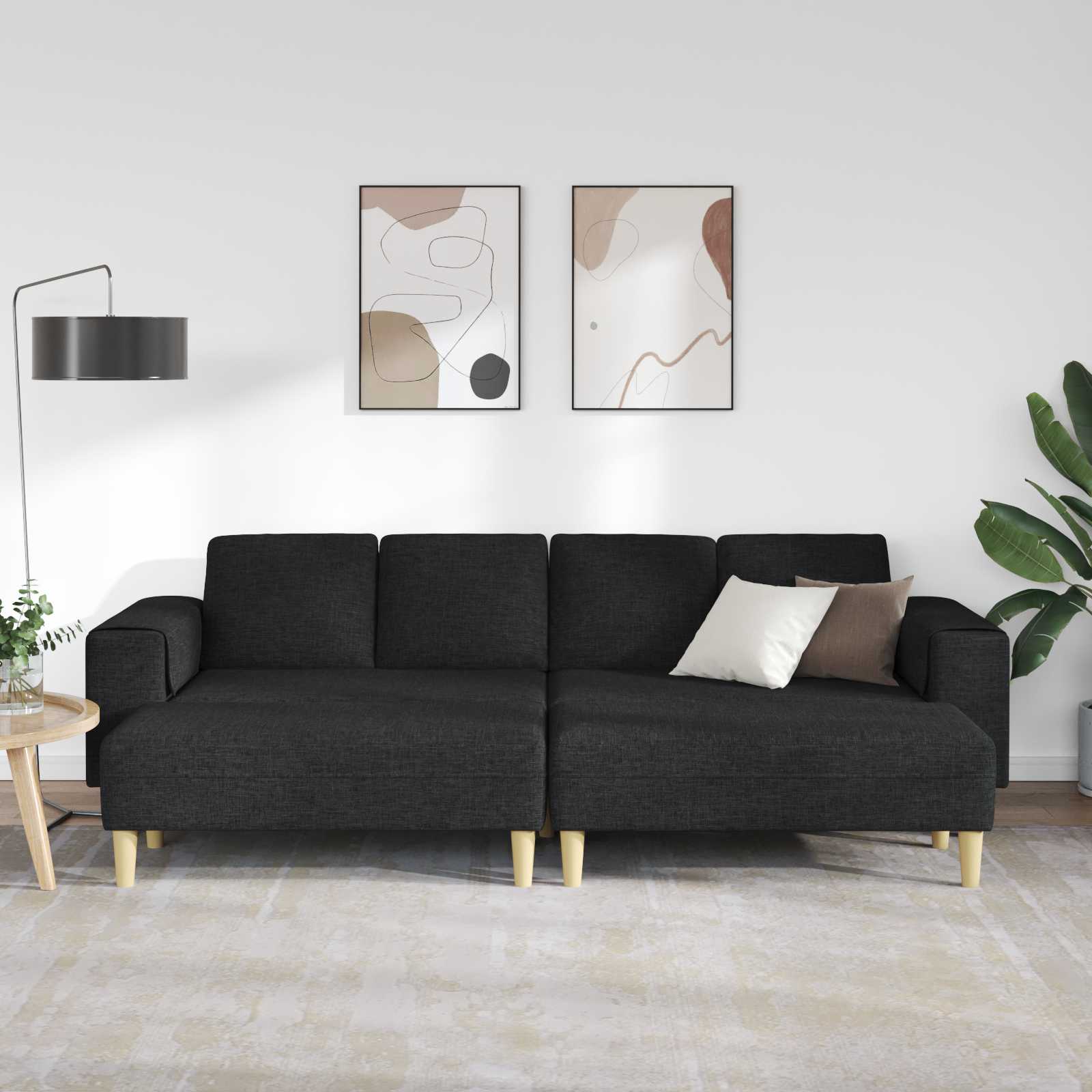 Wohnzimmer Couch 3 pcs Schwarz Polyester