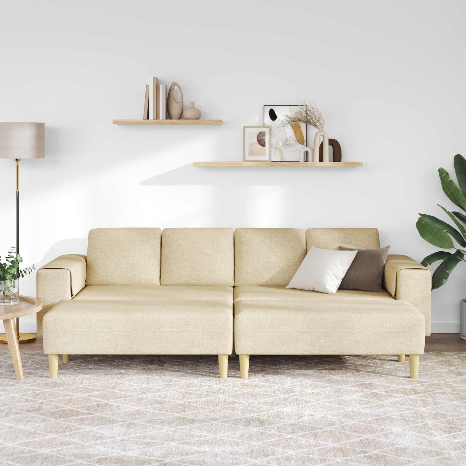 Wohnzimmer Couch 3 pcs Creme Polyester