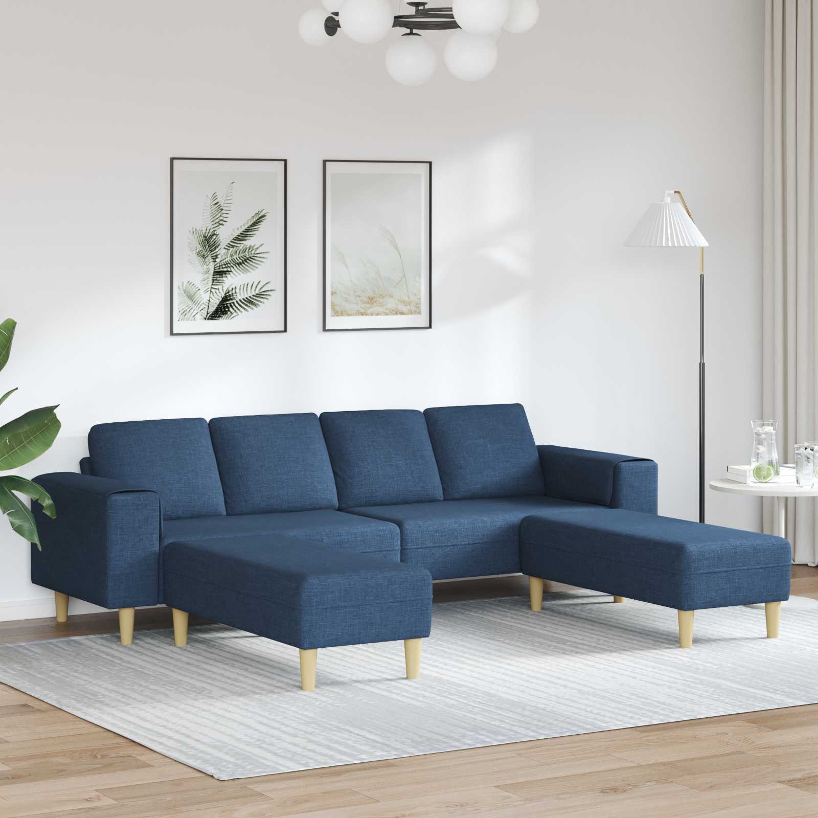 Wohnzimmer Couch 3 pcs Blau Polyester