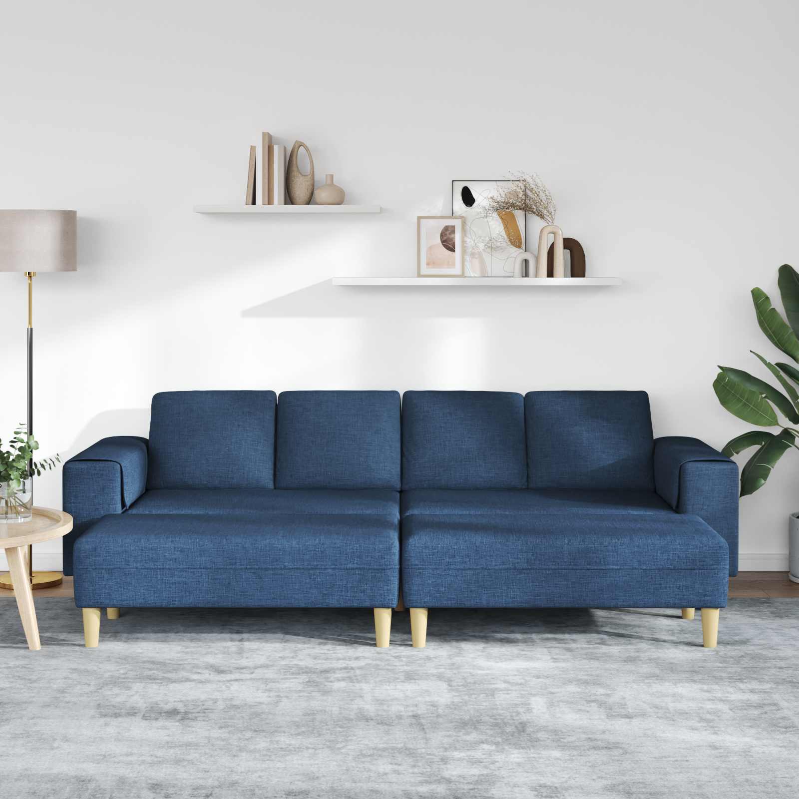 Wohnzimmer Couch 3 pcs Blau Polyester