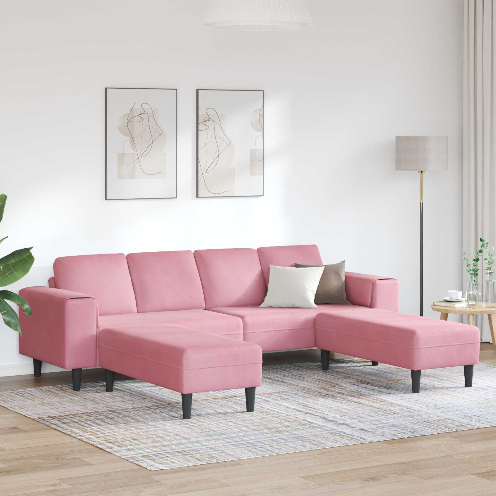 Wohnzimmer Couch 3 pcs Rosa 250 x 188 x 76 cm