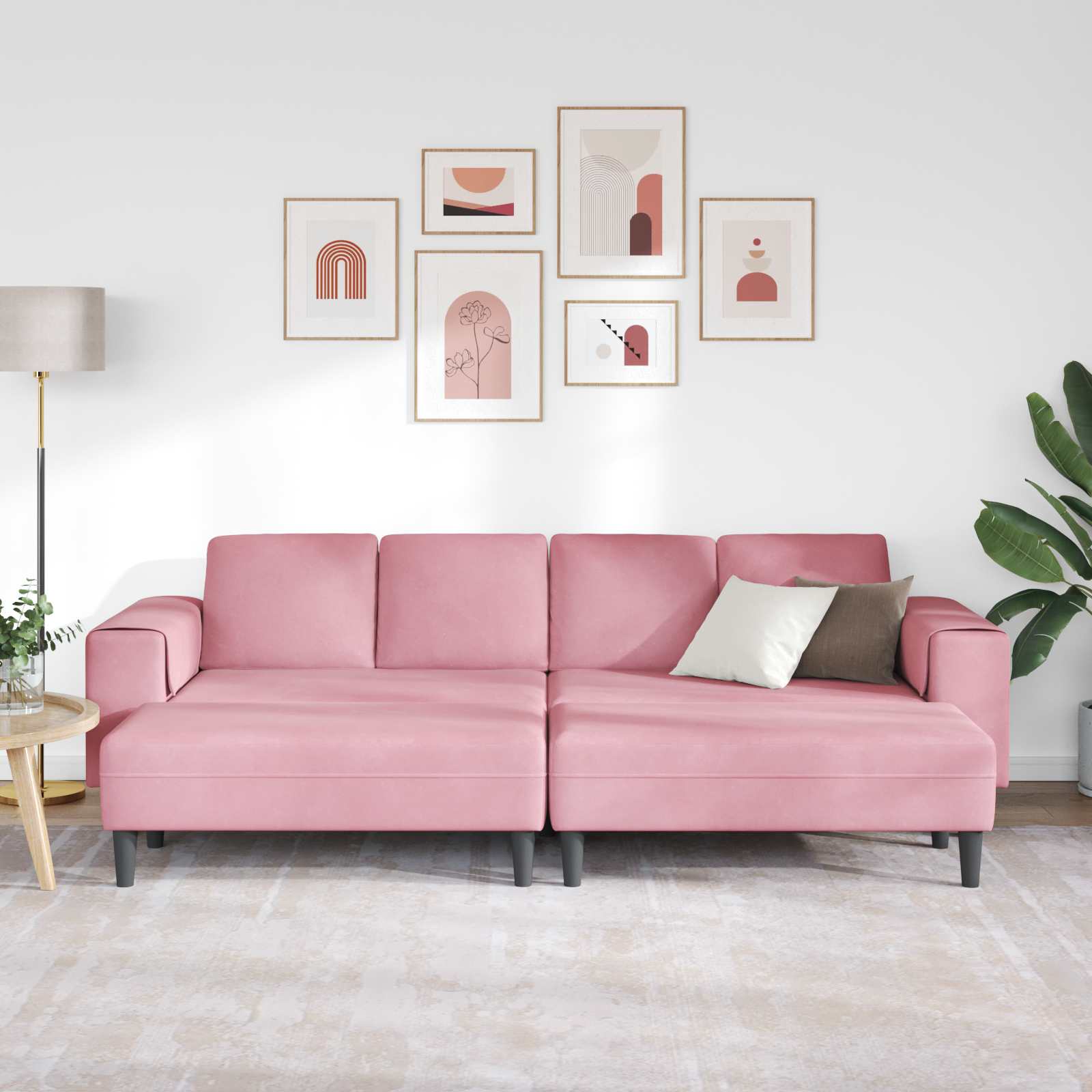 Wohnzimmer Couch 3 pcs Rosa 250 x 188 x 76 cm