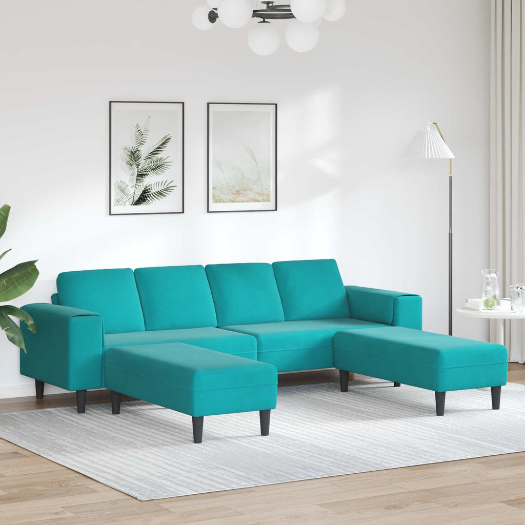 Wohnzimmer Couch 3 pcs Türkis 250 x 188 x 76 cm