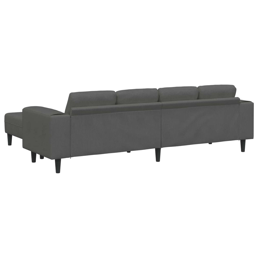 Sofa Dunkelgrau 250 x 188 x 76 cm Cordstoff