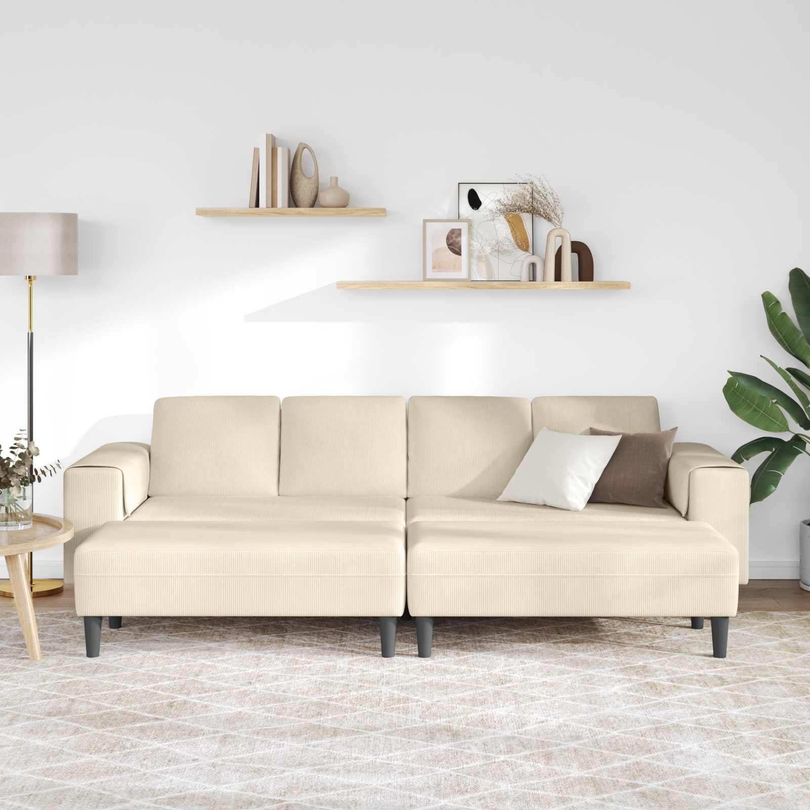 Sofa Creme 250 x 188 x 76 cm Cordstoff