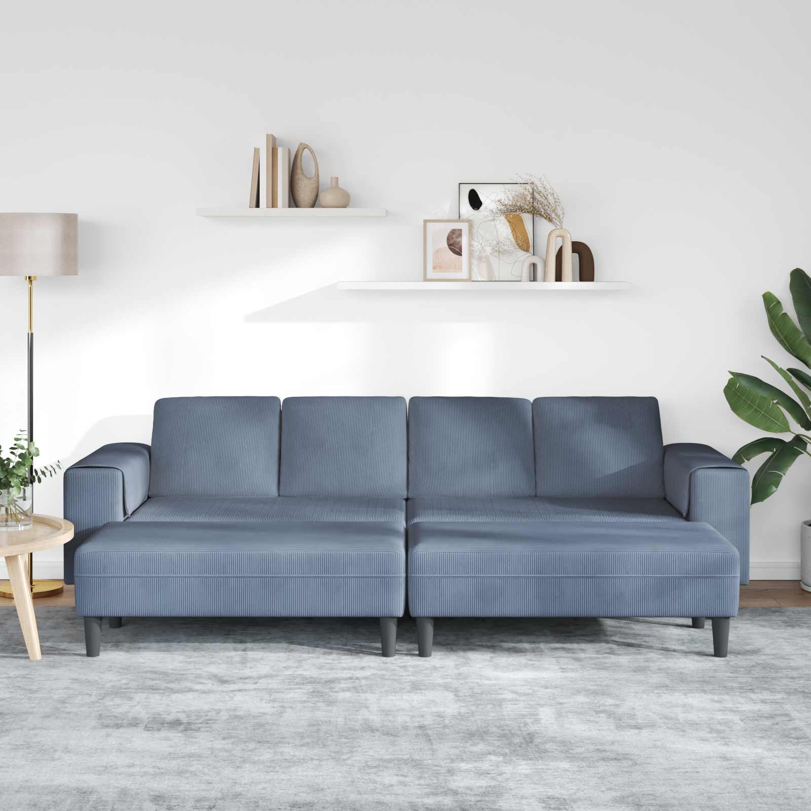 Sofa Blau 250 x 188 x 76 cm Cordstoff