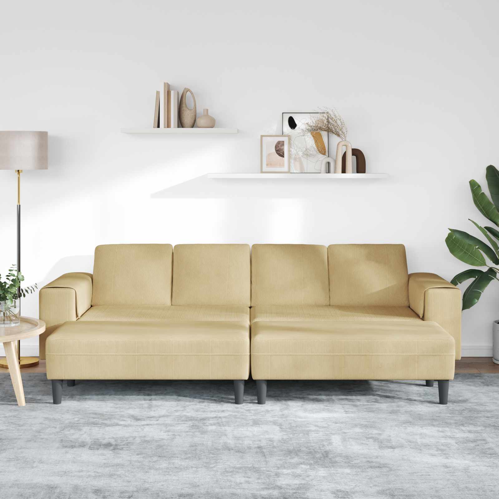 Sofa Grau-Grün 250 x 188 x 76 cm Cordstoff