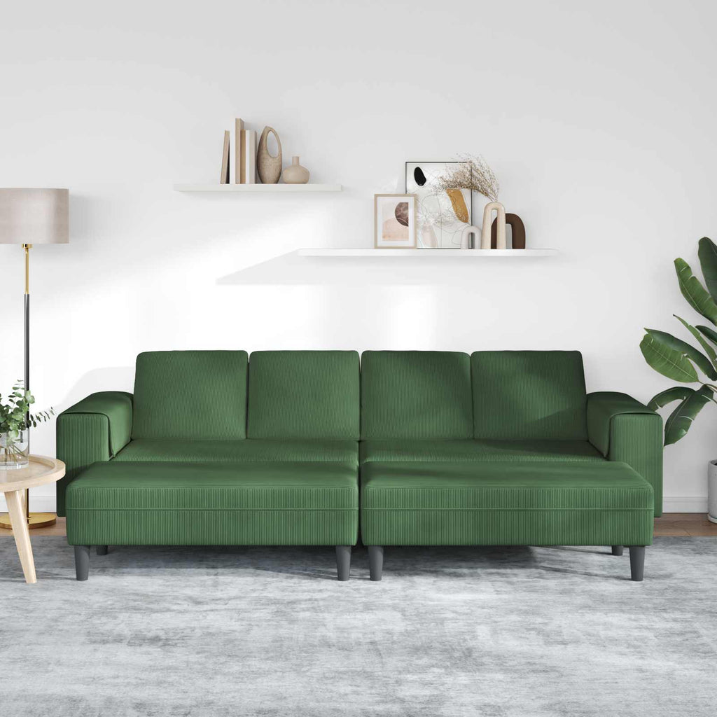 Sofa Dunkelgrün 250 x 188 x 76 cm Cordstoff