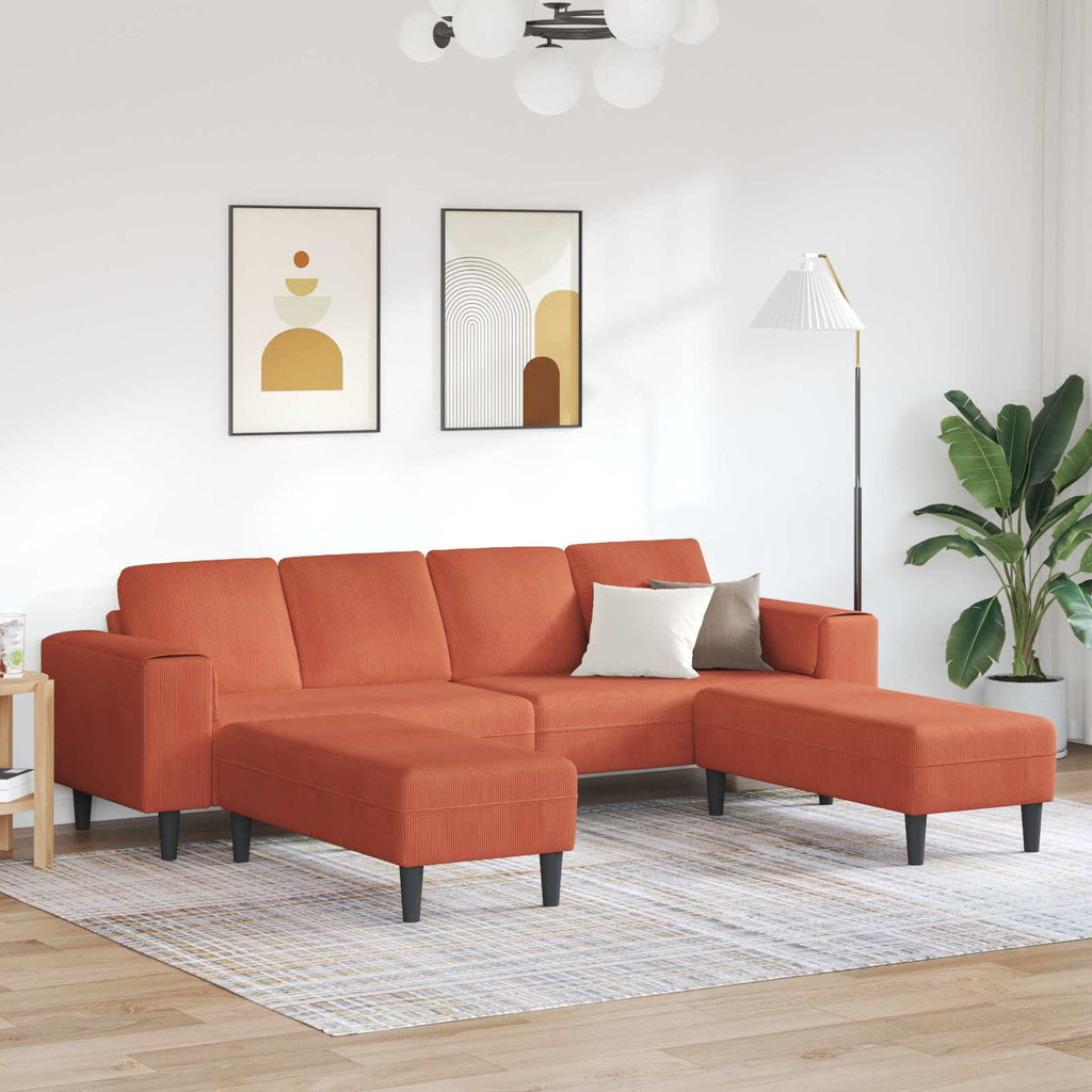 Sofa Rot-Orange 250 x 188 x 76 cm Cordstoff