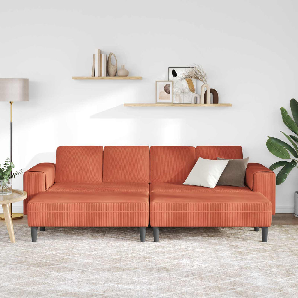 Sofa Rot-Orange 250 x 188 x 76 cm Cordstoff