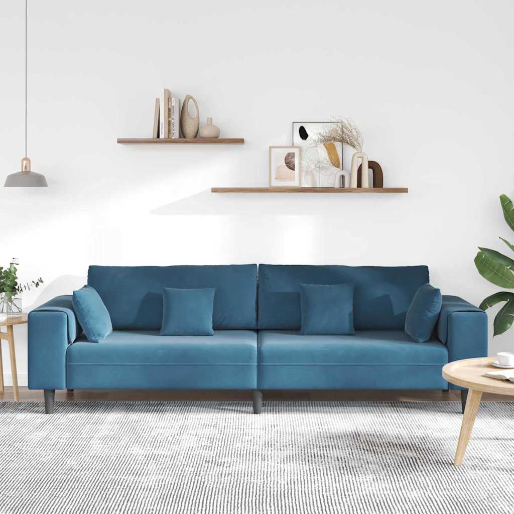 Sofa Blau 250 x 77 x 76 cm Samt