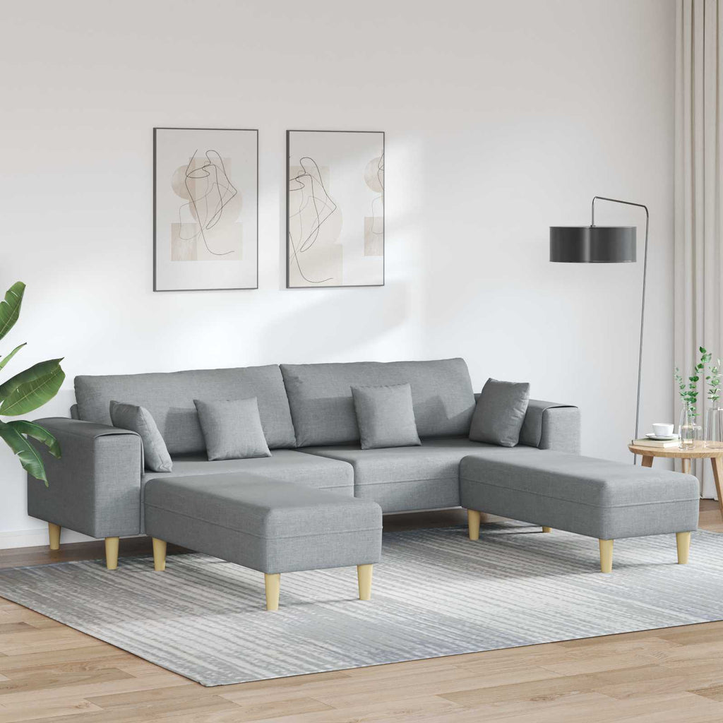 Sofa mit Kissen 3 pcs Hellgrau Stoff