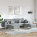 Sofa mit Kissen 3 pcs Hellgrau Stoff