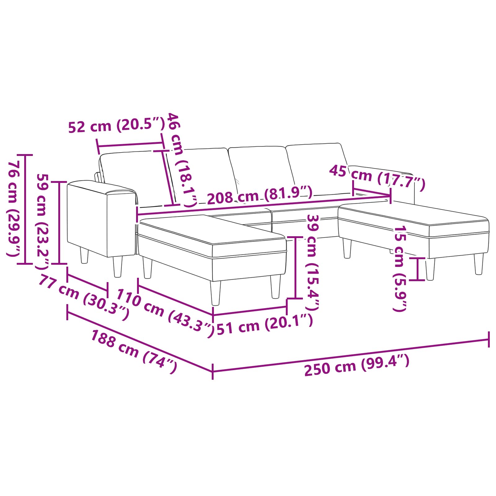 Sofa mit Kissen 3 pcs Hellgrau Stoff