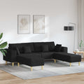 Sofa mit Kissen 3 pcs Schwarz Stoff