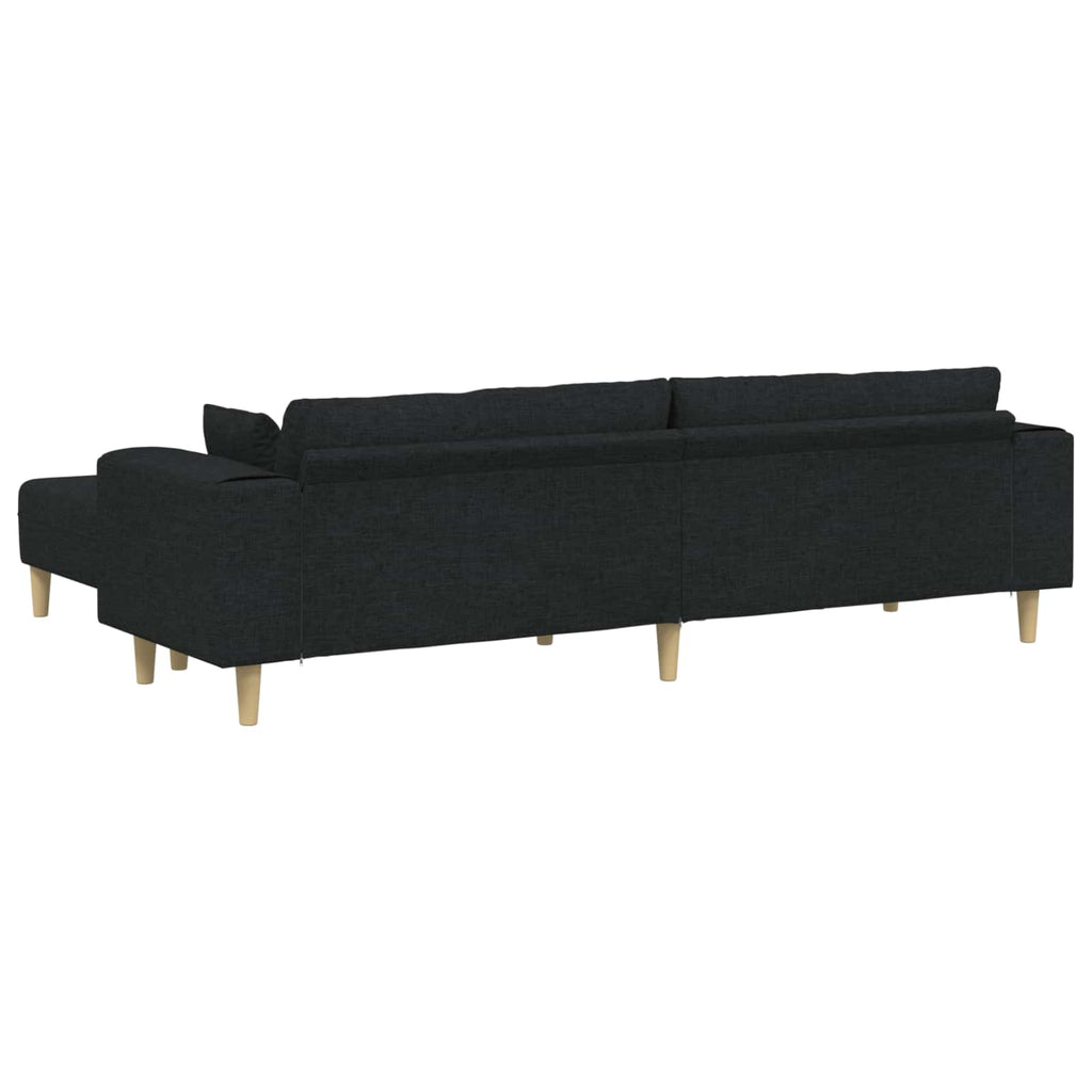 Sofa mit Kissen 3 pcs Schwarz Stoff