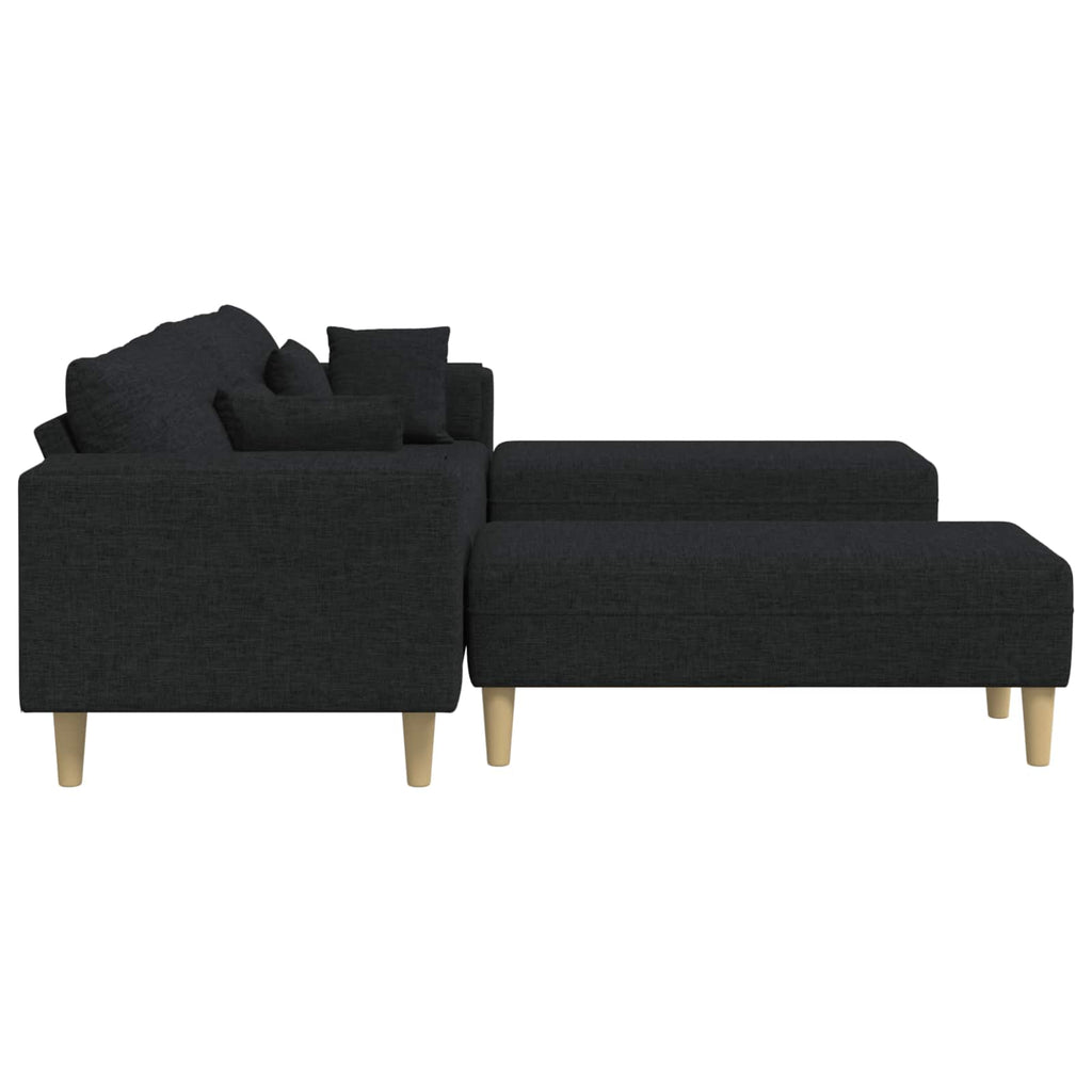 Sofa mit Kissen 3 pcs Schwarz Stoff