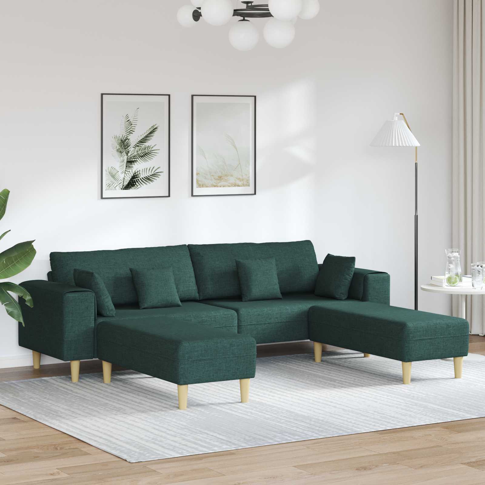 Sofa mit Kissen 3 pcs Dunkelgrün Stoff