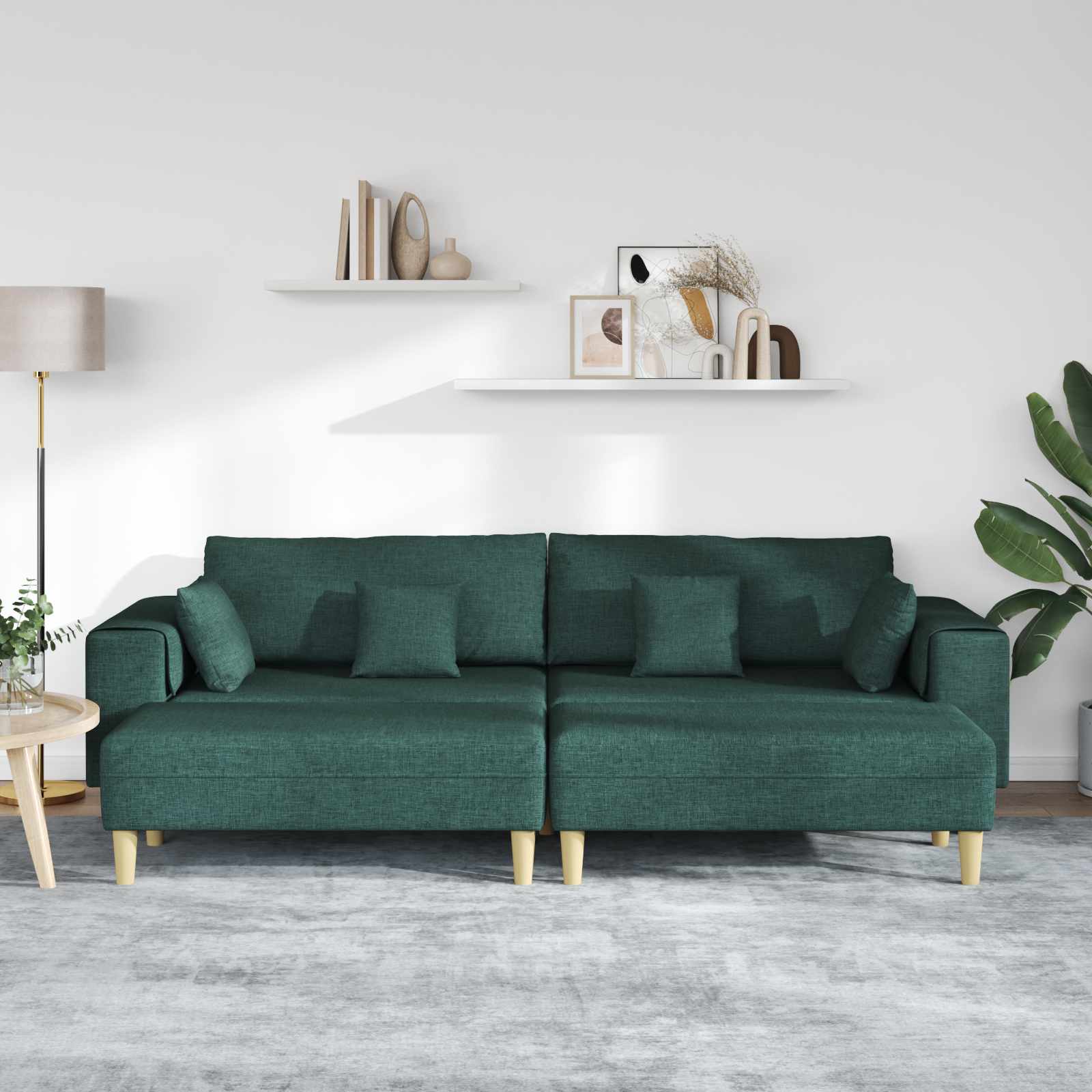 Sofa mit Kissen 3 pcs Dunkelgrün Stoff