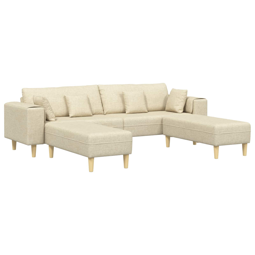 Sofa mit Kissen 3 pcs Creme Stoff