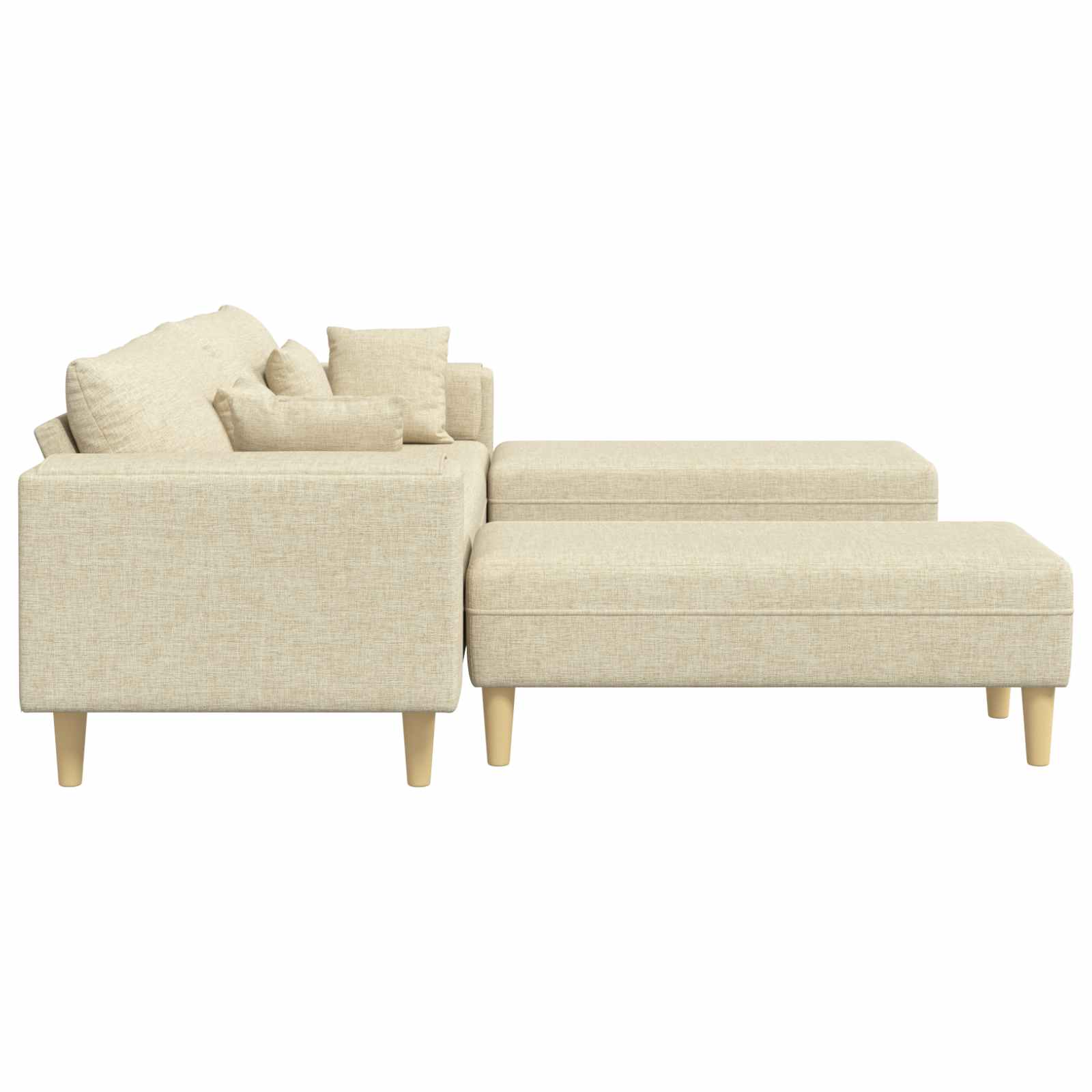 Sofa mit Kissen 3 pcs Creme Stoff